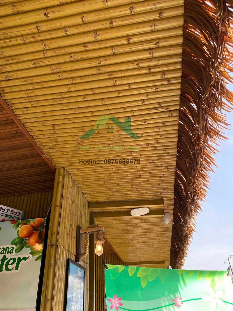 Tấm nhựa giả tre decor trần mái